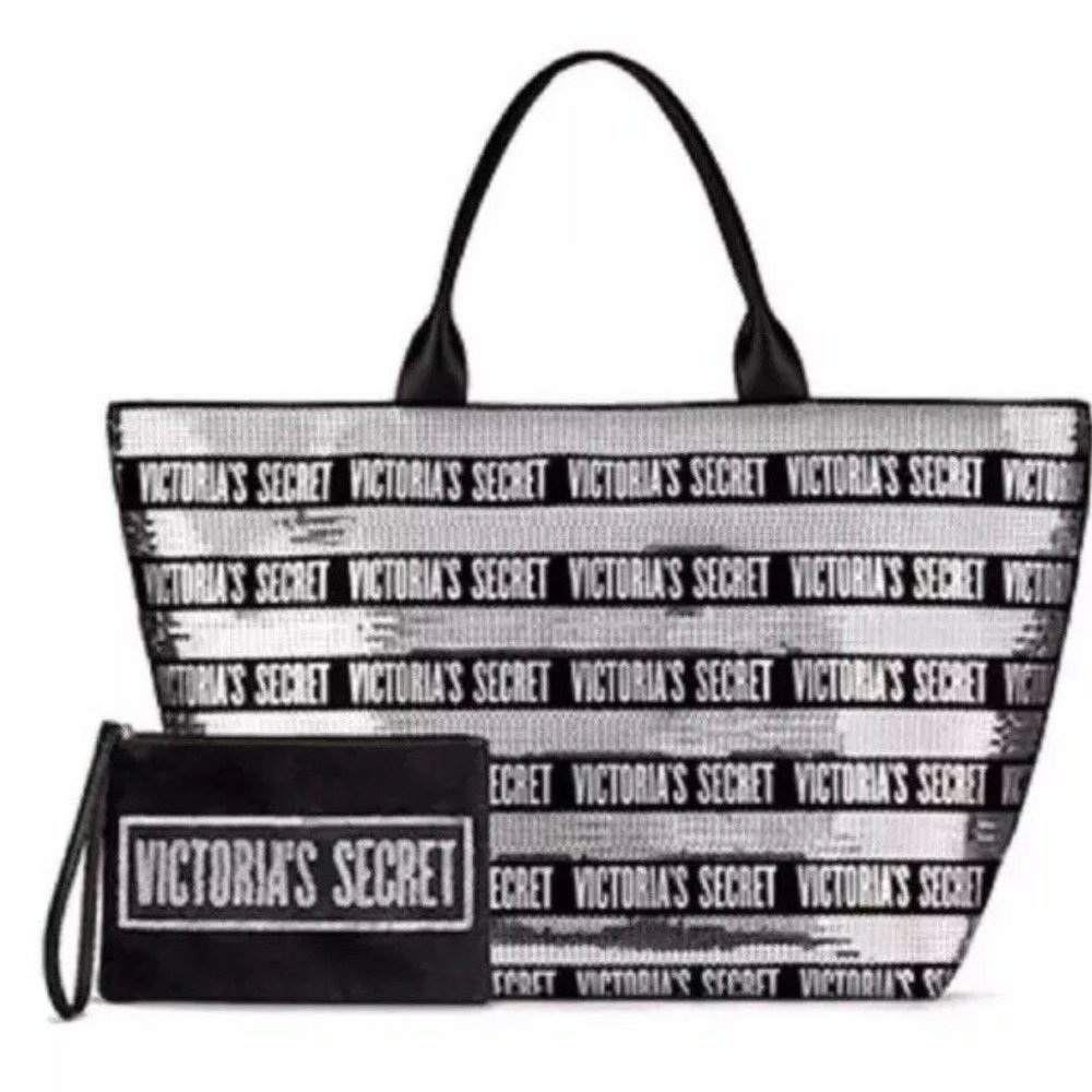 NEW Victoria's Secret 2pcs Large Sequin Tote bag